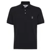 Brunello Cucinelli Midnight Polo Shirt With Buttoned Placket In Black