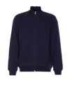 Brunello Cucinelli Zip-up Blue Sweatshirt With High Collar And Relaxed Fit In Blue