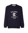 Brunello Cucinelli Sweatshirt In Blue With A Crew Neck And Pint In Purple