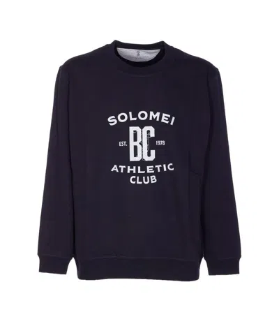 Brunello Cucinelli Athletic Club Crewneck Printed Sweatshirt In Blue