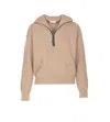 Brunello Cucinelli Ribbed Cashmere Deep-v Monili Trim Pullover In Brown