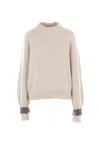 Brunello Cucinelli Women Cashmere Sweater With Removable Cuffs In Animal Print