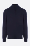 Brunello Cucinelli Cashmere Sweater With Half Zip In Blue