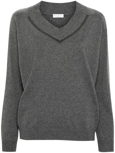Brunello Cucinelli Monili-detail Cashmere Jumper In Multicolor