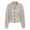 Brunello Cucinelli Sequin-detail Open-knit Cardigan In Beige