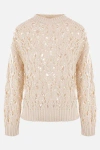 Brunello Cucinelli Sequin-adorned Knit Sweater In Beige