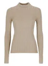Brunello Cucinelli Cashmere Blend Glitter Crewneck Sweater In Beige