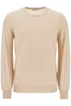 Brunello Cucinelli Wool Cashmere Crewneck Sweater In Beige