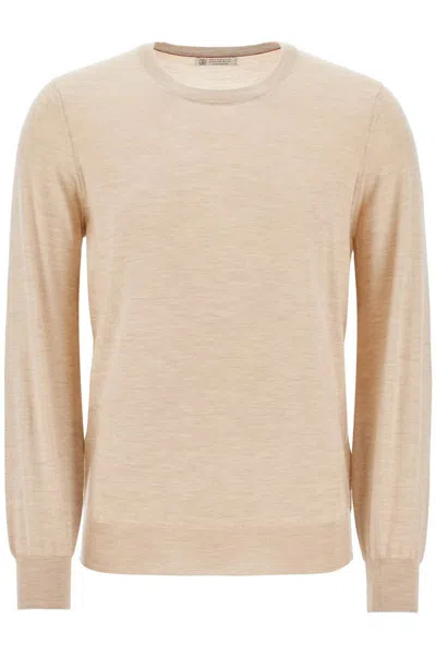 Brunello Cucinelli Fine Wool-cashmere Sweater In Camel Chiaro