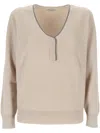 Brunello Cucinelli English-rib Cashmere Sweater In Beige