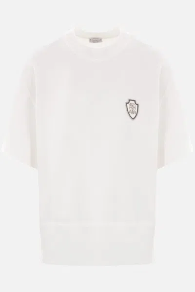Brunello Cucinelli Logo-embroidered T-shirt In White