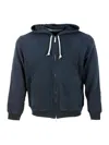 Brunello Cucinelli Hooded Sweatshirt With Drawstring In Soft And Precious Cotton With Zip Closure In Black