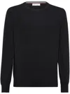Brunello Cucinelli Virgin Wool Crewneck Sweater With Long Sleeves In Black