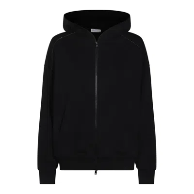 Brunello Cucinelli Light Cotton Hoodie In Blue