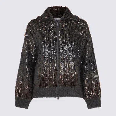 BRUNELLO CUCINELLI SWEATERS BLACKS AND GREYS