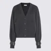 Brunello Cucinelli Ribbed V-neck Knitwear Cuffed Sleeves In Gray