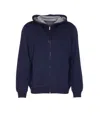 Brunello Cucinelli Men Double Zip Hoodie In Blue