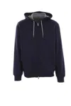 Brunello Cucinelli Zip-up Stretch-fit Hoodie In Blue