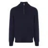 Brunello Cucinelli Cashmere Sweater With Half Zip In Blue