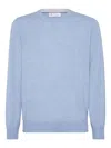 Brunello Cucinelli Cashmere Crew Neck Sweater Clothing In Blue