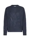 Brunello Cucinelli Sequin-embellished Knitted Jumper In Blue