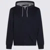 Brunello Cucinelli Zip-up Hoodie With Contrasting Lining And Ribbed Cuffs In Blue