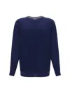 Brunello Cucinelli Virgin Wool-cashmere Crew Neck Jumper In Blue