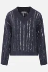 Brunello Cucinelli Open-knit Sweater In Blue Colored