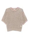 Brunello Cucinelli Crew Neck Short Sleeve Sweater In Brown