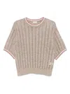 Brunello Cucinelli Crew Neck Short Sleeve Sweater In Brown