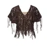 Brunello Cucinelli Women Brown Knit Dazzling Abstract Embroidery Top In Brown