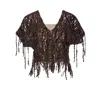 Brunello Cucinelli Women Brown Knit Dazzling Abstract Embroidery Top In Brown