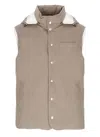 Brunello Cucinelli Sleeveless Down Jacket In Membraned Wool Flannel With Detachable Hood Clothing In Neutral