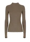 Brunello Cucinelli Ribbed-knit Cashmere And Silk-blend Top In Brown