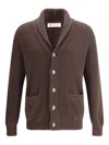 Brunello Cucinelli English Ribbed Knit Cardigan In Brown