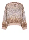 Brunello Cucinelli Sequin Embellished Crew Neck Sweater In Brown
