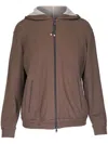 Brunello Cucinelli Cotton And Silk Zip-up Hoodie In Brown