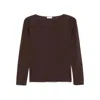 Brunello Cucinelli Cashmere Boat-neck Sweater Ribbed Texture In Brown