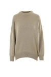 Brunello Cucinelli Beige Crewneck Sweater With Dropped Shoulders In Cashmere Woman In Brown