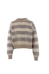 Brunello Cucinelli Striped Mohair-blend Jumper In Brown+gravel+anthracite