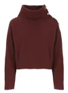 Brunello Cucinelli Button Detail Turtleneck Knitwear Top In Burgundy