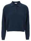 Brunello Cucinelli Ribbed-knit Cotton Polo Shirt In Cool Blue