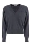 Brunello Cucinelli Women's Cashmere Sweater With Pocket In Dark Blue