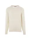 Brunello Cucinelli Crew Neck Cashmere Sweater With Ribbed Cuffs In Neutrals