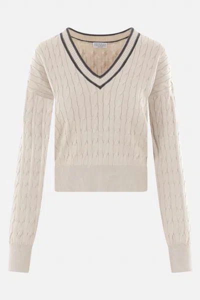 Brunello Cucinelli Sweaters In Feather+lignite