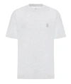 Brunello Cucinelli Men Cotton Jersey Crew-neck T-shirt With Logo And Faux-layering In White