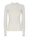Brunello Cucinelli Ribbed Knit Sweater Lurex Accents In Gray