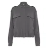 Brunello Cucinelli Smooth French Terry Cardigan-style Top In Brown