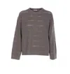 Brunello Cucinelli Sequins Ribbed Knitwear Open Knit Design In Gray