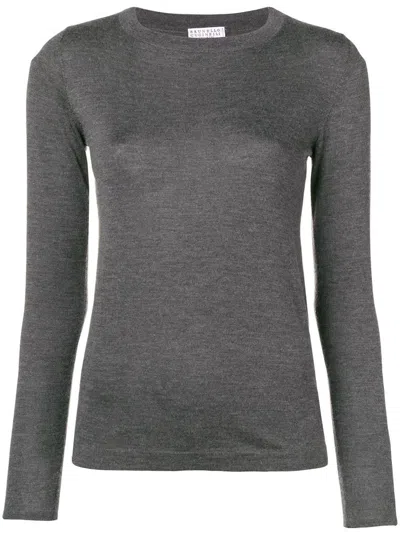Brunello Cucinelli Fitted Sweater In Gray